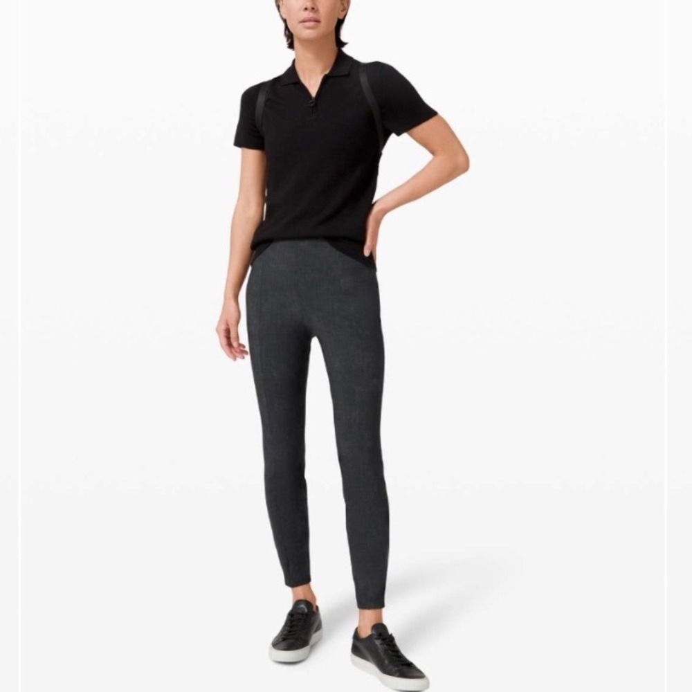 LULULEMON Here to There High-Rise Pants Crosshatch Texture Black Multi Sz 10